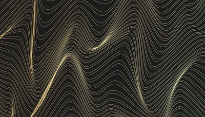 Minimal abstract background with gold and black background, Black wavy line pattern, optical art, modern wavy, geometric line stripes vector illustration. EPS 10.