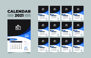 2021 wall calendar, wall calendar template 2021, 2021 corporate wall calendar, 2021 creative wall calendar