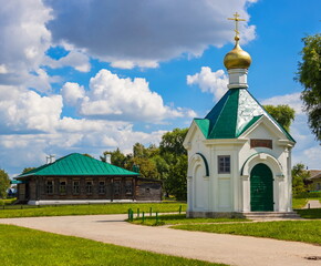 Fototapeta na wymiar Summer rural landscape with a church. Ryazan. Russia.
