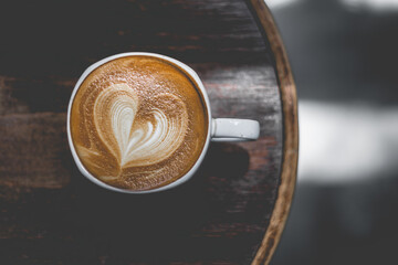 Closeup of  coffee cups women enjoy coffee at a coffee shop Aerial view