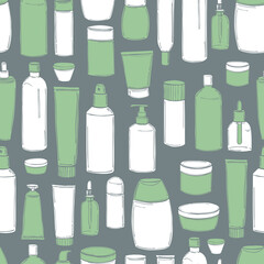 Vector pattern with cosmetic bottles.