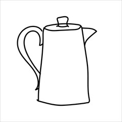 Autumn Cozy mood concept. line art coffee or tea pot. Favorite drink. abstraction. For your creative design. stock. Modern hand drawn vector illustration isolated on white background