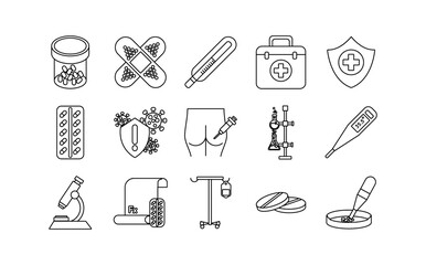 bundle of fifteen medical set icons