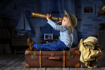Boy in image traveler play in his room