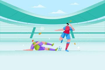Obraz premium Two men are playing soccer - Vector Illustration
