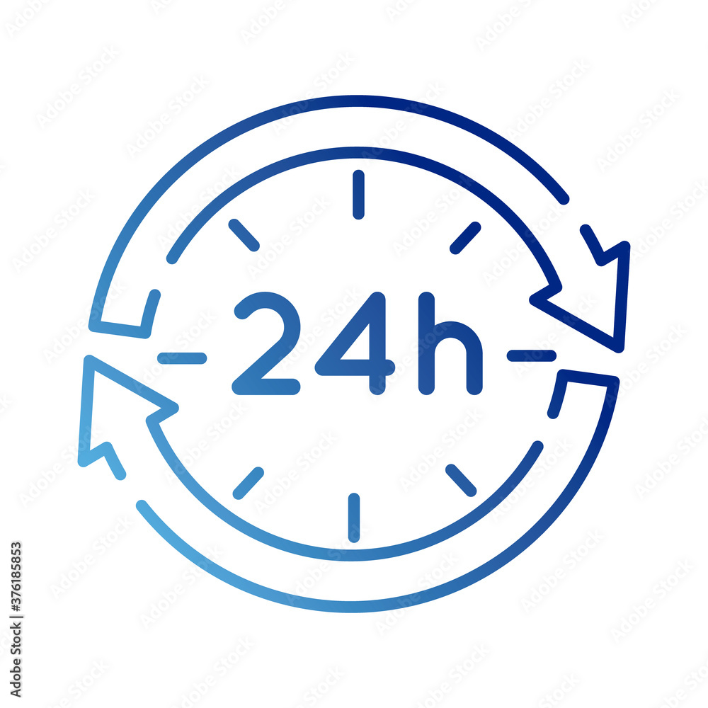 Poster arrows with 24 hours gradient style icon