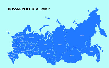 Russia political map divide by state colorful outline simplicity style. Vector illustration.	