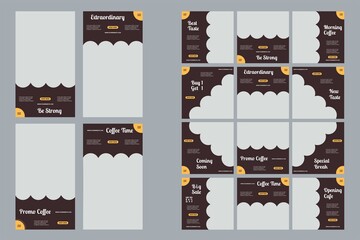 Coffe shop social media post and story template
