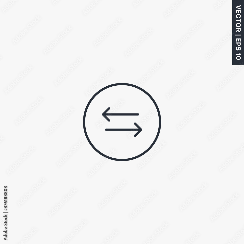 Poster arrow keys left and right, linear style sign for mobile concept and web design