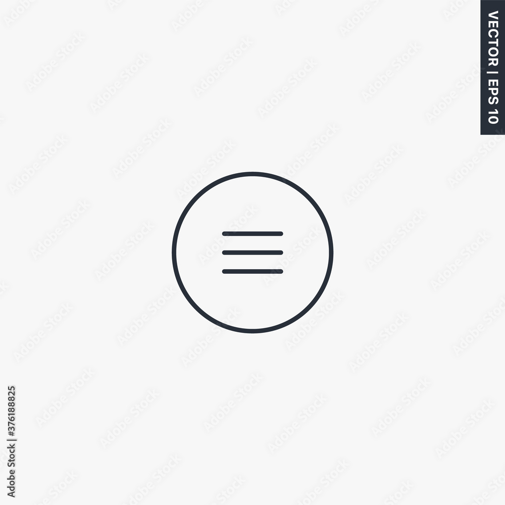 Poster button menu, linear style sign for mobile concept and web design