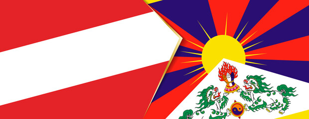 Austria and Tibet flags, two vector flags.