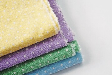 Colorful and bright fabric. Polka dot fabric texture
