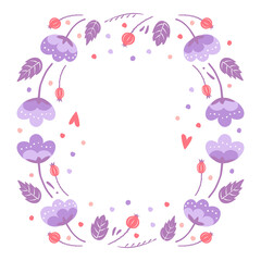 Floral frames for greeting card. To birthday celebrate, Valentine's day. Romantic postcard. Vector illustration isolated on white background