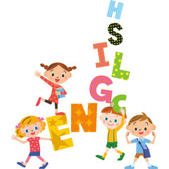 英語の学習をする子供達
