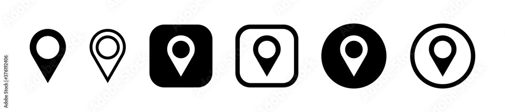 Poster collection map markers. set of black buttons pointers. map pin icon for mobile apps and websites. ve