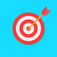 Target flat icon isolated on background. Target and arrow. Vector illustration.