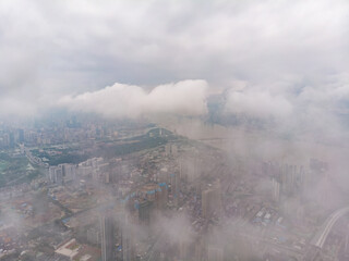 Fototapeta premium Summer city skyline scenery of Wuhan, Hubei, China