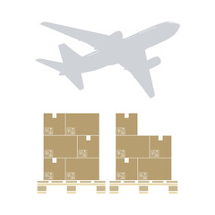 Boxes On Pallet Under Airplane