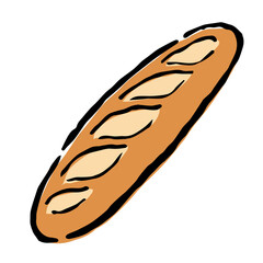 Illustration of Baguette: Illustration like hand drawn illustration with ink and brush
