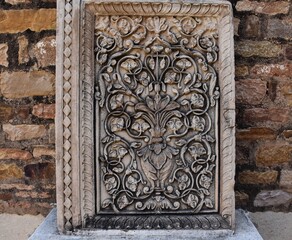 Designer pillar at Gujari Mahal Museum in Gwalior Fort