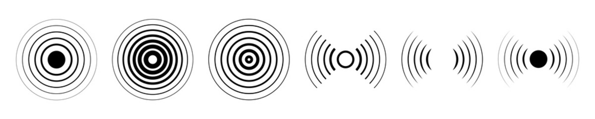 Set of different radar icons. Signal icon vector. Sound waves. Vector illustration eps10.