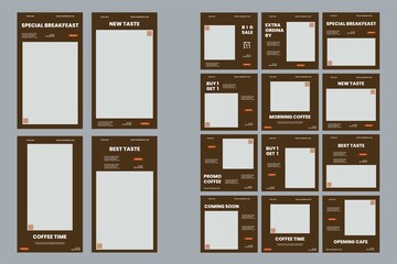 Coffe shop social media post and story template