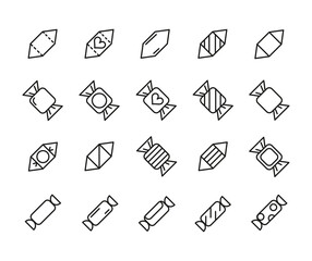 Set of Outline Vector Icons Related With Candy, Sweets. Modern Style, Premium Quality.