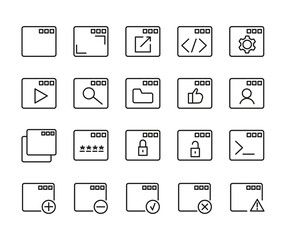 Set of Outline Vector Icons Related Computer Windows. For App, UI, Web. Modern Style, Premium Quality.