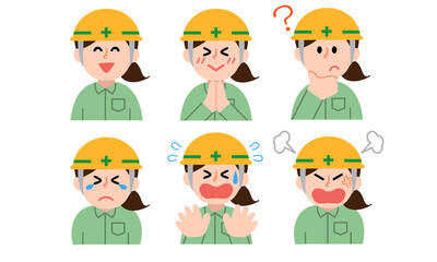 ヘルメット女性作業員の上半身セット