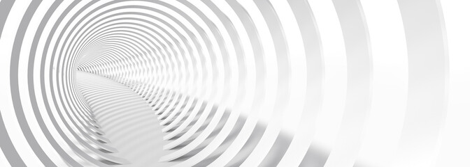 White background with abstract circles created in 3d rendering