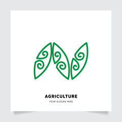 flat emblem logo design for Agriculture with the concept of green leaves vector. Green nature logo used for agricultural systems, farmers, and plantation products. logo template.