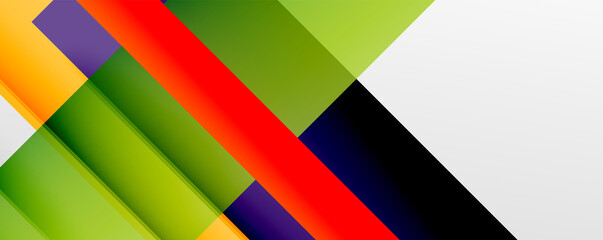 Geometric abstract backgrounds with shadow lines, modern forms, rectangles, squares and fluid gradients. Bright colorful stripes cool backdrops