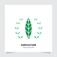 flat emblem logo design for Agriculture with the concept of green leaves vector. Green nature logo used for agricultural systems, farmers, and plantation products. logo template.