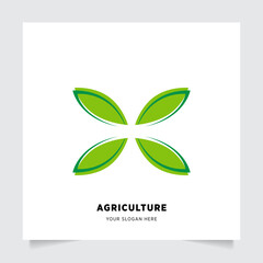 flat emblem logo design for Agriculture with the concept of green leaves vector. Green nature logo used for agricultural systems, farmers, and plantation products. logo template.