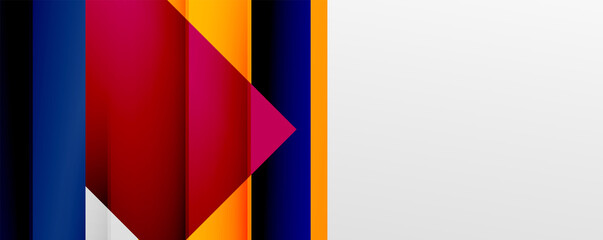 Geometric abstract backgrounds with shadow lines, modern forms, rectangles, squares and fluid gradients. Bright colorful stripes cool backdrops