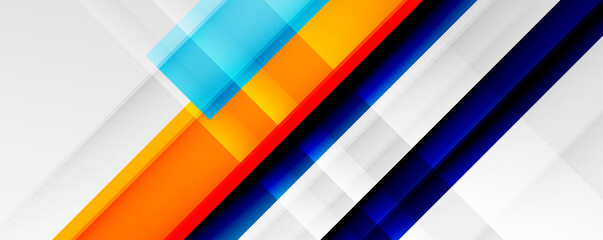 Geometric abstract backgrounds with shadow lines, modern forms, rectangles, squares and fluid gradients. Bright colorful stripes cool backdrops