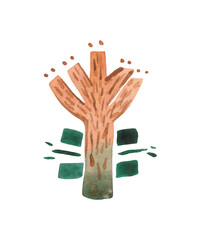 Watercolor dried flowers in the style of primitivism. Decorative autumn flower for a variety of stylish design compositions. Create your own print pattern.