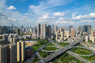 Fototapeta na wymiar Summer city skyline scenery of Wuhan, Hubei, China