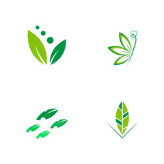 flat emblem logo design for Agriculture with the concept of green leaves vector. Green nature logo used for agricultural systems, farmers, and plantation products. logo template.