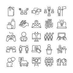 bundle of twenty five coworking set collection line style icons