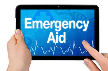 Tablet computer with medical interface and Emergency Aid isolated