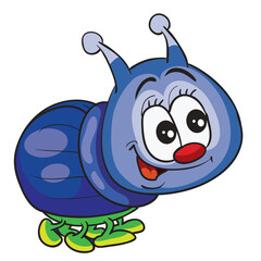 cute blue bug character, isolated object, vector illustration, cartoon illustration,