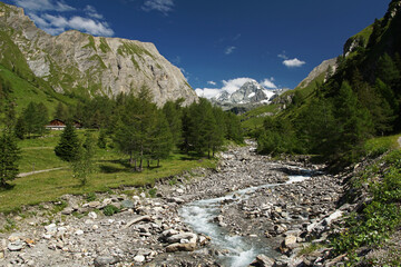 Fototapeta na wymiar Landschaftspanorama mit Großglockner und umgebenden Bergen
