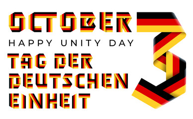October 3, Germany Unity Day congratulatory design with German flag colors.
