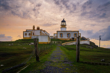 Neist Point Lighthouse at sunset, Isle of Skye, Scotland