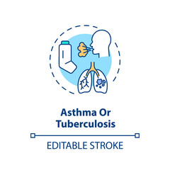Asthma and tuberculosis concept icon. Chronic respiratory illness idea thin line illustration. Pulmonary disease symptoms and treatment. Vector isolated outline RGB color drawing. Editable stroke