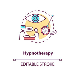 Hypnotherapy concept icon. Alternative medicine, psychoanalysis idea thin line illustration. Using hypnosis to treat mental problems. Vector isolated outline RGB color drawing. Editable stroke