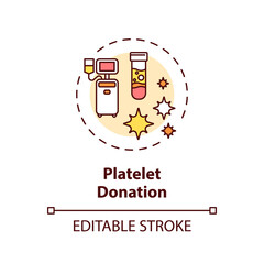 Platelet donation concept icon. Medical charity, voluntary blood transfusion idea thin line illustration. Treatment with thrombocytes. Vector isolated outline RGB color drawing. Editable stroke