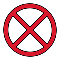 Flat Stop Icon isolated on white background. Modern vector illustration. Red no entry symbol