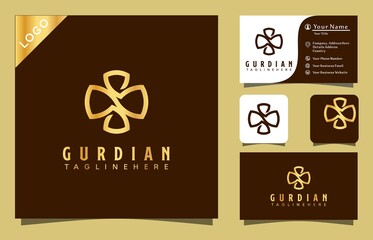 Gold Shield Guard logo design inspiration vector illustration, modern company icon business card